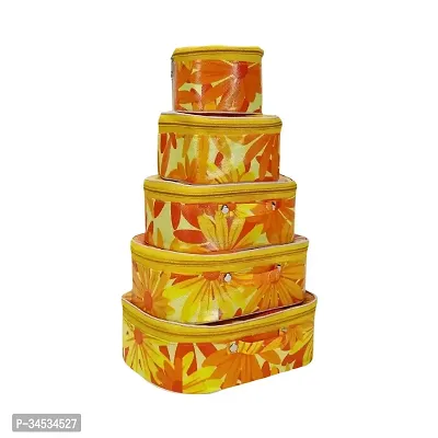 Pack of 5 Orange Flower Printed Vanity Box-thumb0