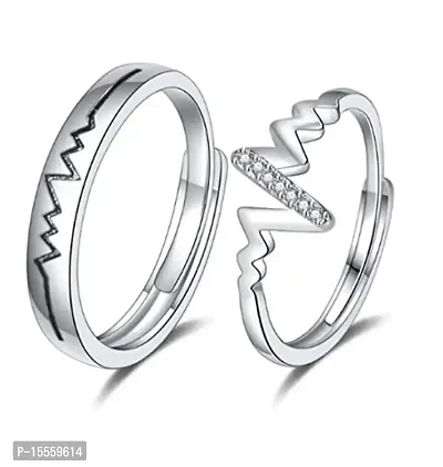Adjustable Meteor Shower Matching Couple Rings in Sterling Silver