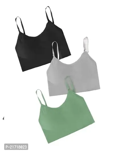 Sanzzy Women Everyday Lightly Padded Bra 28 to 34 Free Size (Black-Grey-Green)