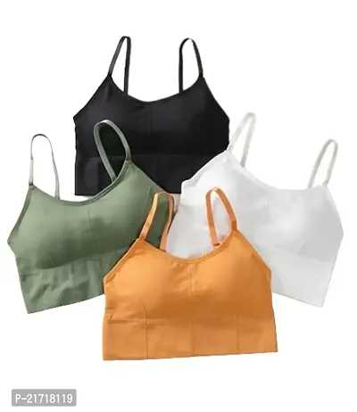 Sanzzy Women Everyday Lightly Padded Bra 28 to 34 Free Size (Black-White-Green-Yellow)-thumb0