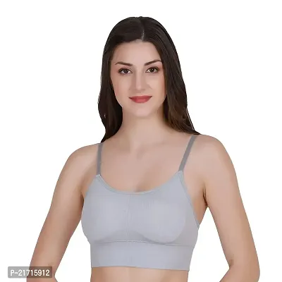 EIVA Women Cotton Lightly Padded Non-Wired Bra for Sports, Gym, Exercise, Fitness, Yoga, Walking, Jogging, Cycling, Boxing (Grey,Free Size)