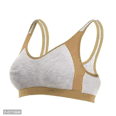 EIVA Women's Cotton Sports Bra Non-Padded | Non-Wired Daily Workout Bra for Girls (Beige,Free Size)