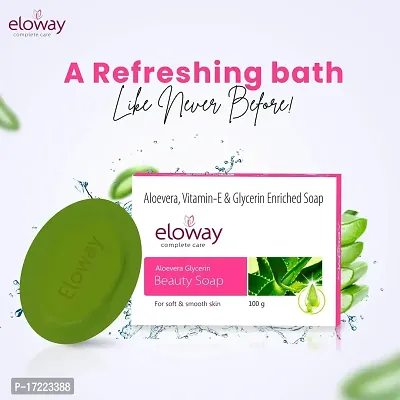 Eloway Aloevera Vitamin-E  Glycerin Enriched Soap 100g Pack of 4-thumb0