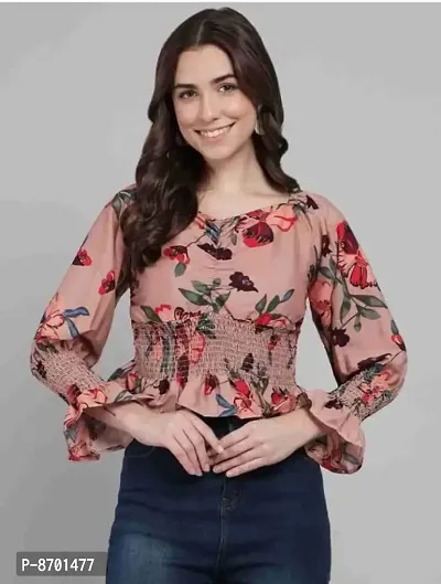 Classic Crepe Printed Tops for Women-thumb0