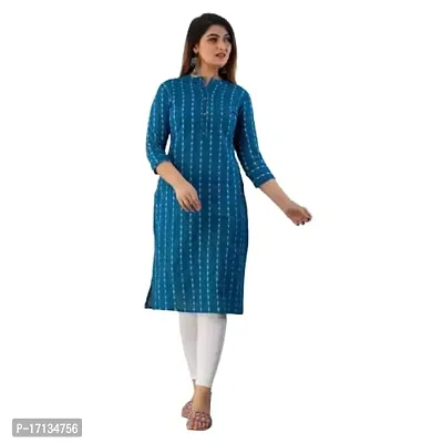 Blue Cotton Printed Kurtas For Women-thumb0