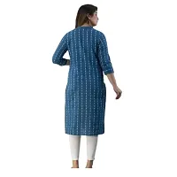 Blue Cotton Printed Kurtas For Women-thumb3