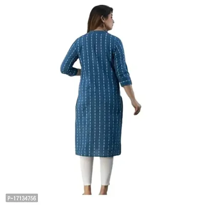 Blue Cotton Printed Kurtas For Women-thumb4