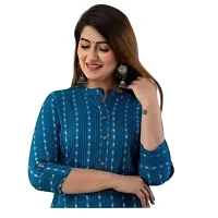 Blue Cotton Printed Kurtas For Women-thumb1