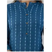 Blue Cotton Printed Kurtas For Women-thumb2