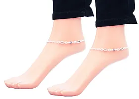 White Metal Payal Anklets Indian Traditional Ethnic Fashion Foot Jewellery Artificial Alloy Anklet  (Pack of 2)-thumb1