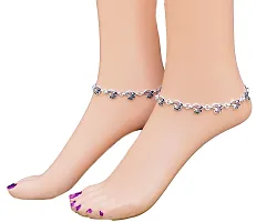 Silver Plated White Metal Payal Anklets Indian Traditional Ethnic Fashion Foot Jewellery Artificial Alloy Ankletnbsp;nbsp;(Pack of 2)-thumb1