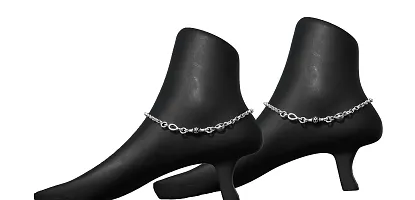 Silver Indian Anklets Payal Gift For Her Gift For Wife Gift For Women Alloy Anklet  (Pack of 2)-thumb2