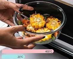 Stylish Fancy 2 Pieces, 400 Ml Round Borosilicate Glass Food Storage Oven Safe Container Set With Air Vent Lid Airtight Lid Microwave Safe Bowl, Glass Lunch Box, Transparent-thumb3