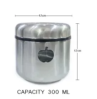 Stylish Fancy 350 Ml Airtight Glass Jar Food Storage Container With Stainless Steel Air Tight Lid  Cover Window Visible Canister Set, 1 Piece, Silver-thumb1