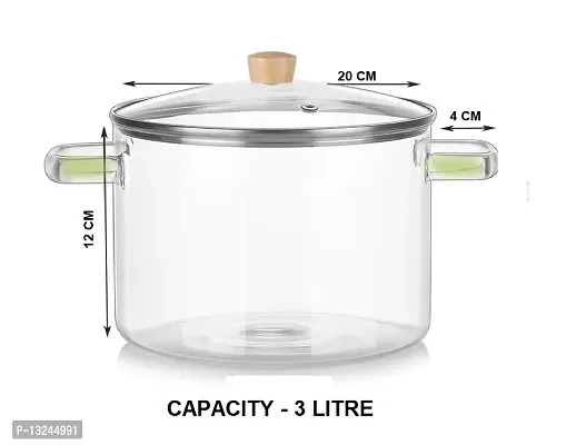 Flame Safe Heat Resistant Borosilicate Clear Glass Cooking Pot