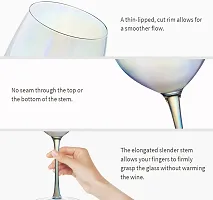 Iridescent Electro Silver 315 ML Champange Wine Glass Set Red White Wine Glass Long Champagne Wine Glass Set Pack of 6 , Clear-thumb3