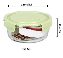 Stylish Fancy 3 Pieces, 400 Ml Round Borosilicate Glass Food Storage Oven Safe Container Set With Air Vent Lid Airtight Lid Microwave Safe Bowl, Glass Lunch Box, Transparent-thumb2