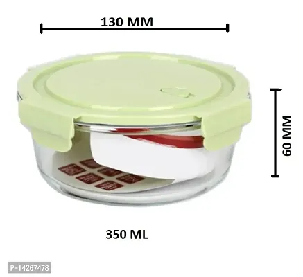 Stylish Fancy 3 Pieces, 400 Ml Round Borosilicate Glass Food Storage Oven Safe Container Set With Air Vent Lid Airtight Lid Microwave Safe Bowl, Glass Lunch Box, Transparent-thumb3