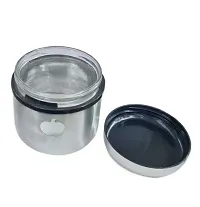 Stylish Fancy 350 Ml Airtight Glass Jar Food Storage Container With Stainless Steel Air Tight Lid  Cover Window Visible Canister Set, 1 Piece, Silver-thumb3