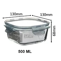 Stylish Fancy 500 Ml Borosilicate Glass Square Food Storage Container Set With Air Vent Lid Airtight Lid Microwave Containers, Glass Lunch Box, Pack Of 1-thumb2