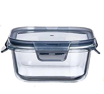 Stylish Fancy 500 Ml Borosilicate Glass Square Food Storage Container Set With Air Vent Lid Airtight Lid Microwave Containers, Glass Lunch Box, Pack Of 1