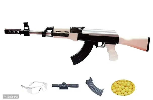 23 Inches Long AK47 Gun Toy BB Bullet Gun AK 47 with 500 Plastic BB Bullets Long Range Army Style Toy Gun for Kids Boys Adults ,White-thumb0