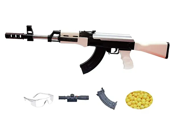 23 Inches Long AK47 Gun Toy BB Bullet Gun AK 47 with 500 Plastic BB Bullets Long Range Army Style Toy Gun for Kids Boys Adults ,White
