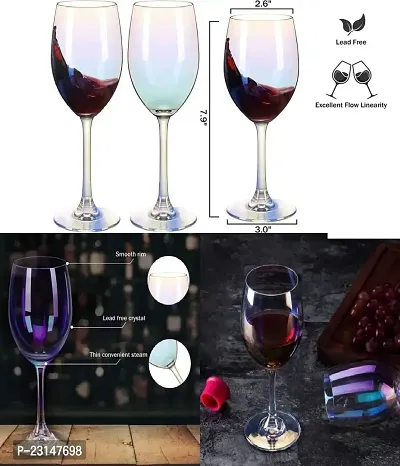 Iridescent Electro Silver 315 ML Champange Wine Glass Set Red White Wine Glass Long Champagne Wine Glass Set Pack of 6 , Clear-thumb5