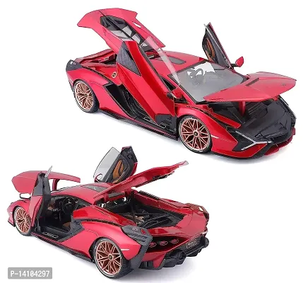 1:32 Scale Metal Diecast Pullback Super Luxury Sports Car with Openable Doors Bonnet  Trunk Light Sound Car gift for Boys  Decor , Red-thumb3