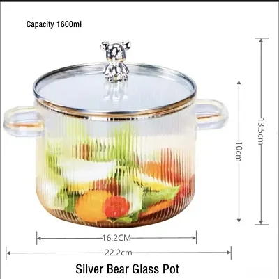 Flame Safe Heat Resistant Borosilicate Clear Glass Cooking Pot