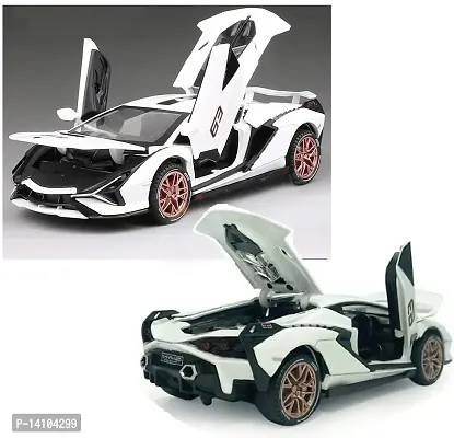 1:32 Scale Metal Diecast Pullback Super Luxury Sports Car with Openable Doors Bonnet  Trunk Light Sound Car gift for Boys  Decor , White-thumb4
