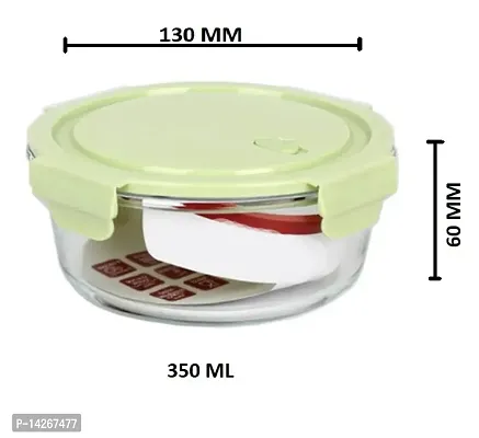 Stylish Fancy 2 Pieces, 400 Ml Round Borosilicate Glass Food Storage Oven Safe Container Set With Air Vent Lid Airtight Lid Microwave Safe Bowl, Glass Lunch Box, Transparent-thumb3