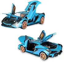1:32 Scale Metal Diecast Pullback Super Luxury Sports Car with Openable Doors Bonnet  Trunk Light Sound Car gift for Boys  Decor , Blue-thumb1