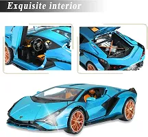 1:32 Scale Metal Diecast Pullback Super Luxury Sports Car with Openable Doors Bonnet  Trunk Light Sound Car gift for Boys  Decor , Blue-thumb4