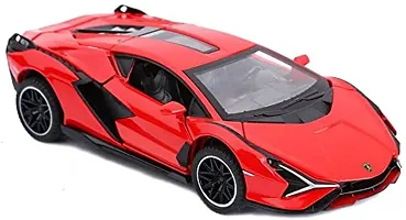 1:32 Scale Metal Diecast Pullback Super Luxury Sports Car with Openable Doors Bonnet  Trunk Light Sound Car gift for Boys  Decor , Red-thumb1