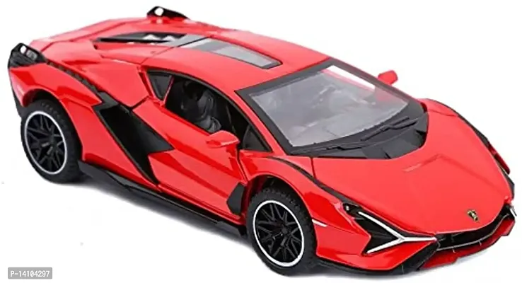 1:32 Scale Metal Diecast Pullback Super Luxury Sports Car with Openable Doors Bonnet  Trunk Light Sound Car gift for Boys  Decor , Red-thumb2