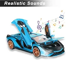 1:32 Scale Metal Diecast Pullback Super Luxury Sports Car with Openable Doors Bonnet  Trunk Light Sound Car gift for Boys  Decor , Blue-thumb2