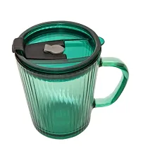 Fluted Glass Sipper Mug Jar with Silicone Straw and Lid - Drinking Cup for Kids Boys and Girls Perfect for Milk,Juice,Coffee (Set of 1, 350 ml), Green-thumb2