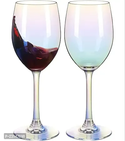 Iridescent Electro Silver 315 ML Champange Wine Glass Set Red White Wine Glass Long Champagne Wine Glass Set Pack of 6 , Clear-thumb2