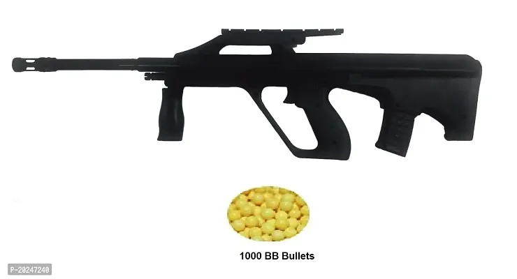 IndusBayreg; 23 Inches Long Plastic BB Bullet AUG Toy Gun with 1000 Plastic BB Bullets for kids - Army Style Toy Gun for Kids Boys Adults , Black-thumb0