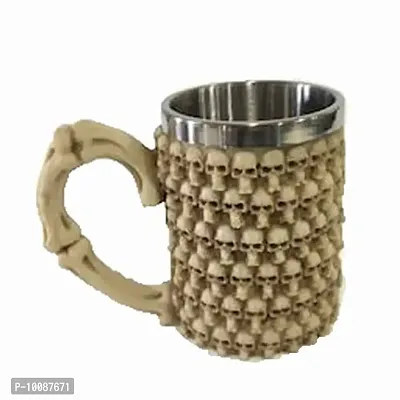 IndusBay? Realistic Skeleton Face Resin Stainless Steel Drinking Tea Coffe Milk Cup Stainless Steel Coffee Mug-thumb0