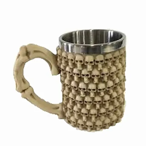 IndusBay? Realistic Skeleton Face Resin Stainless Steel Drinking Tea Coffe Milk Cup Stainless Steel Coffee Mug