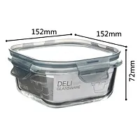Stylish Fancy Pack Of 2, 800 Ml Borosilicate Glass Square Food Storage Container Set With Air Vent Lid Airtight Lid Microwave Containers, Glass Lunch Box-thumb3