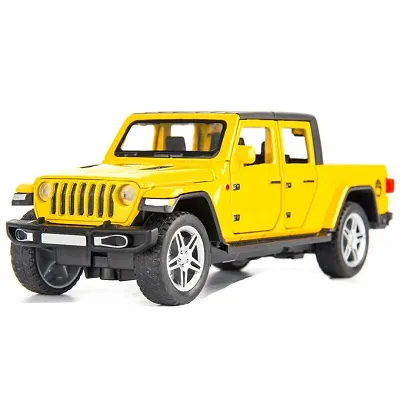 1:32 Scale Model Metal Pickup Truck With Pull Back Action , Working Head Light Tail Light , Sound , Opening Doors , Yellow
