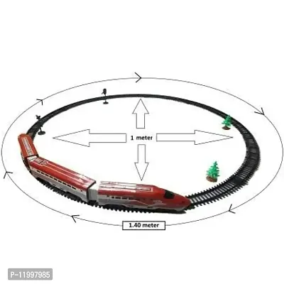 Battery Operated Train Track with Light Sound Bullet Train Toy Set  Tracks ,  1.3 Meter long Track with 2 Way Metro Train Toy Set for kids , Red-thumb2