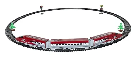 Battery Operated Train Track with Light Sound Bullet Train Toy Set  Tracks ,  1.3 Meter long Track with 2 Way Metro Train Toy Set for kids , Red-thumb3