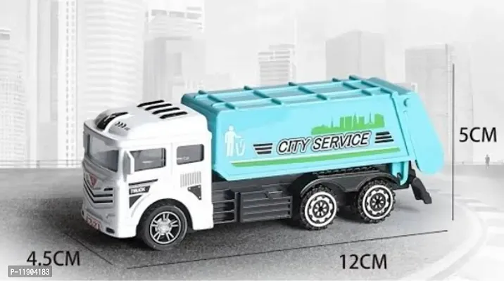 5 Inches Inertia Friction Powered Garbage Dumper Mini Truck Toy Metal Diecast Truck with Plastic Movable parts , Toy For kids Boys-thumb3