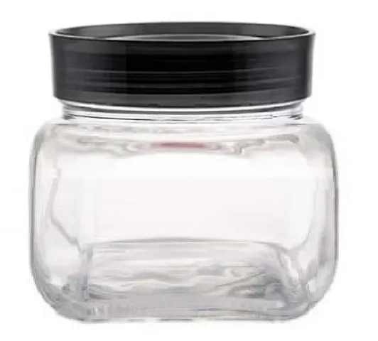 500 ML , Square Shaped Pop Jar Storage Glass Container with Airtight Lid - Grocery , Cookie , Candy Jar, Multipurpose Kitchen Container Glass Jar