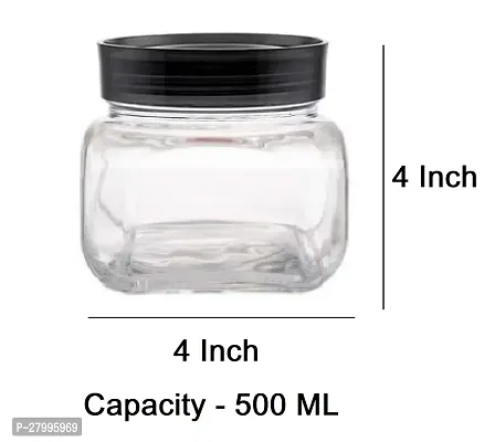 500 ML , Square Shaped Pop Jar Storage Glass Container with Airtight Lid - Grocery , Cookie , Candy Jar, Multipurpose Kitchen Container Glass Jar-thumb2