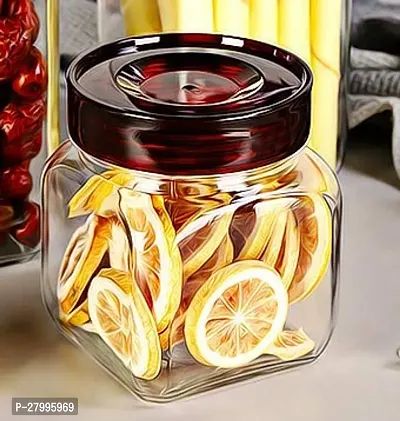 500 ML , Square Shaped Pop Jar Storage Glass Container with Airtight Lid - Grocery , Cookie , Candy Jar, Multipurpose Kitchen Container Glass Jar-thumb3